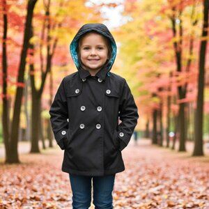 London Fog Double-Breasted Lightweight Hooded Coat size 5-6